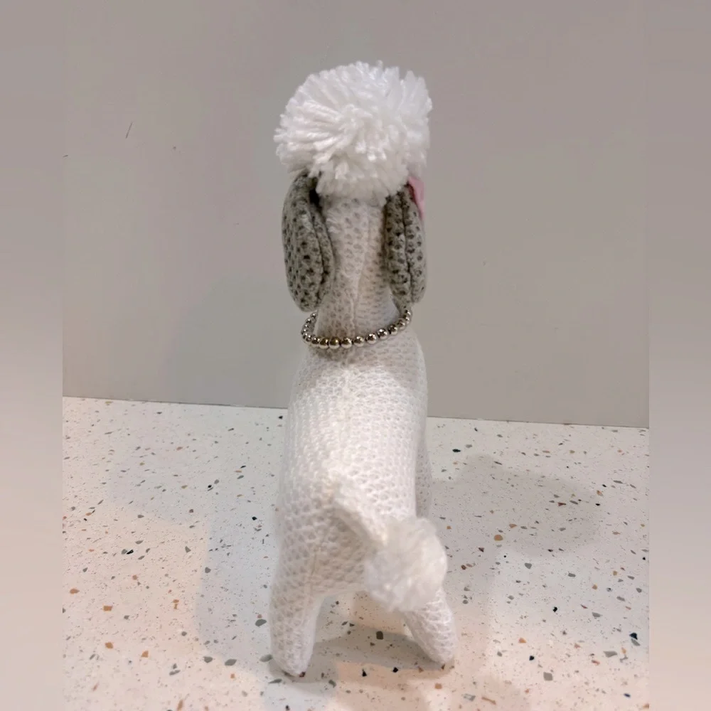 White and‎ Gray Poodle Plush Toy with Pink Bow